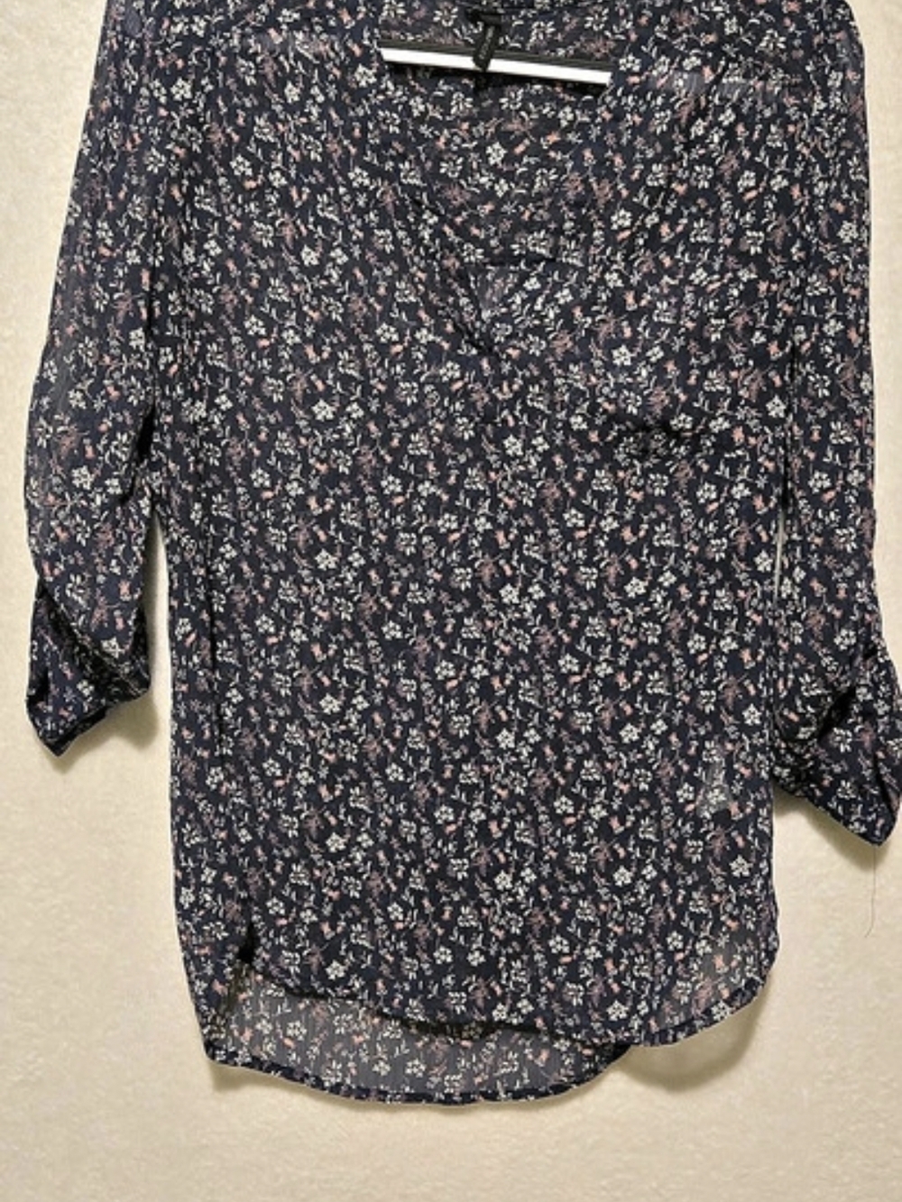 Maurices Floral Long Sleeve Blouse in Blue & Pink